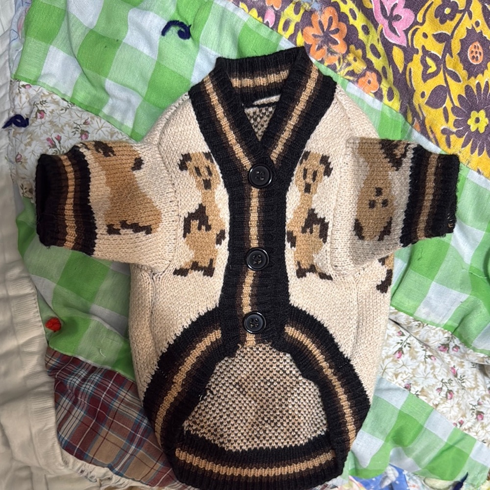 Cozy Dog Patterned Cardigan